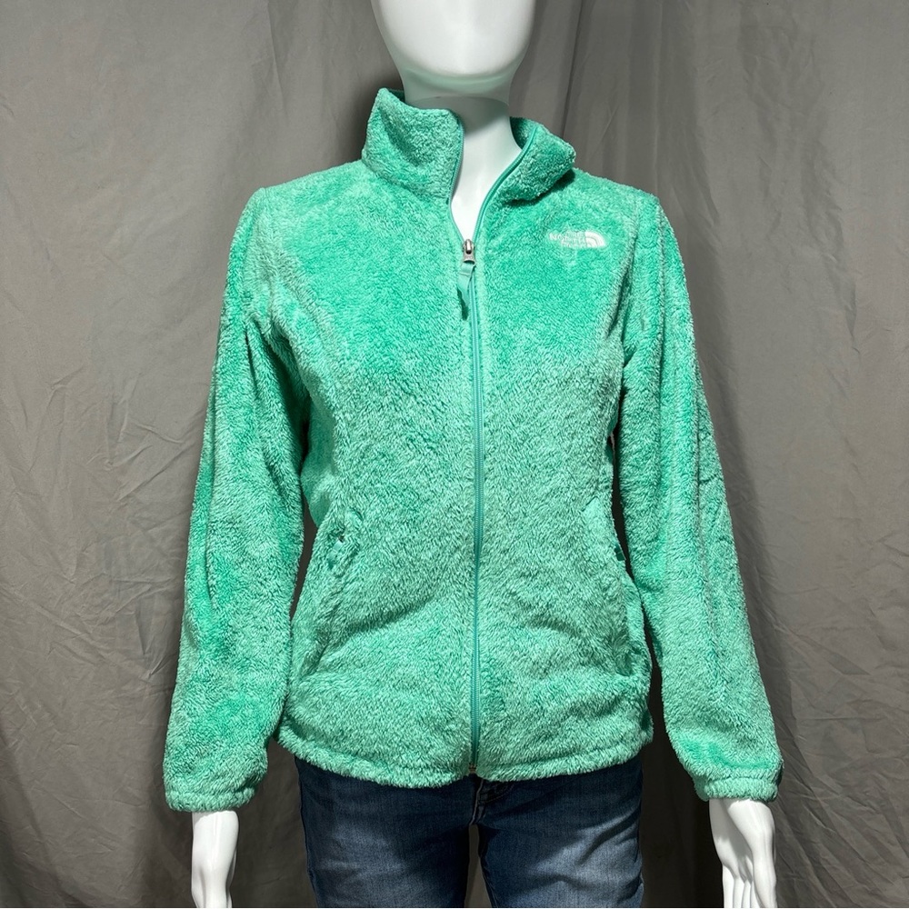 The North Face Jacket Girls Size Large 14/16 Fleece Full Zip Green Kids Pockets